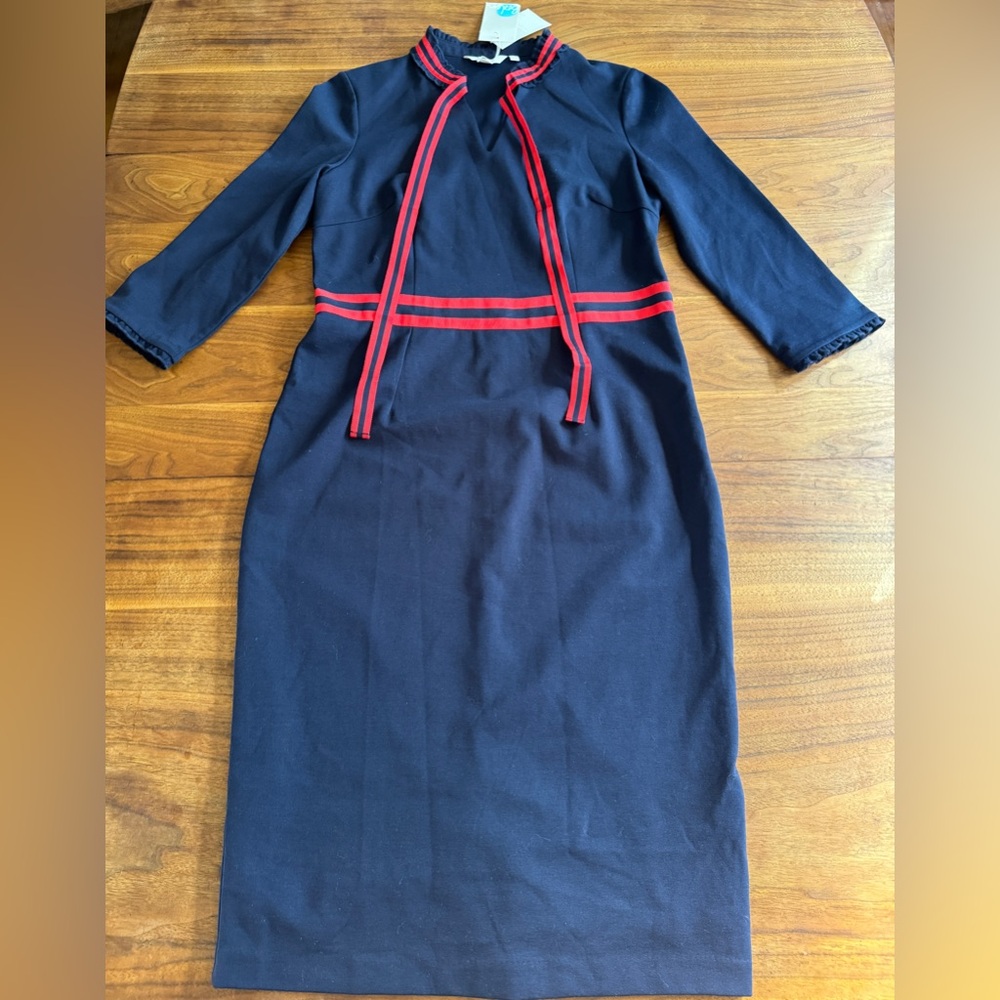 NWT Boden Annette Ponte Navy & Red Dress w 3/4 Sleeves Sz 10 US Dress like Kate! - Picture 5 of 15